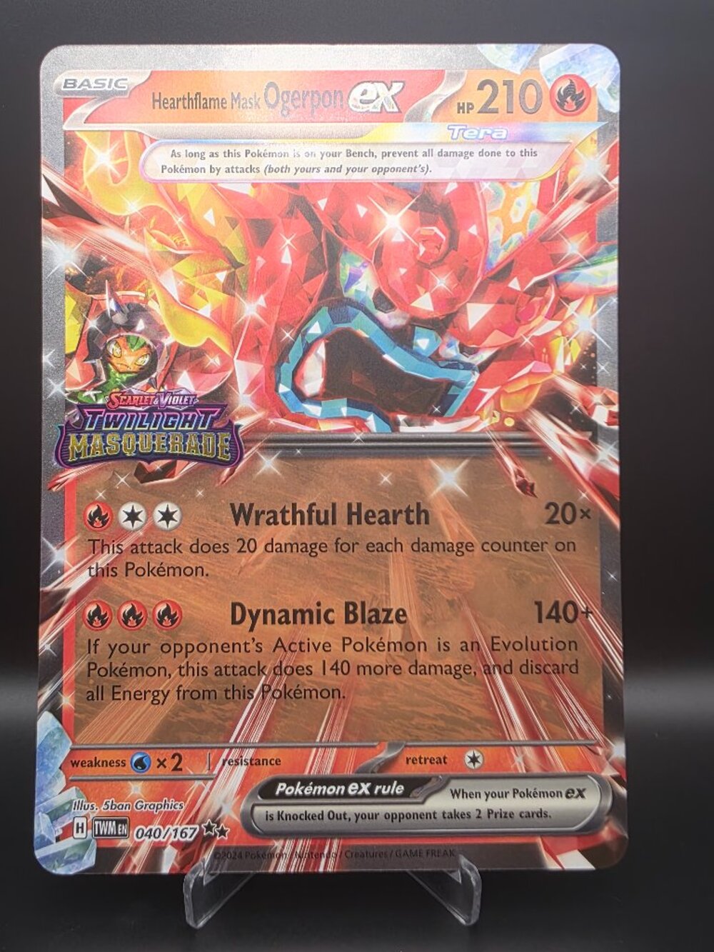 Hearthflame Mask Ogerpon ex 040/167 Stamped Double Rare - Pokémon NM Jumbo Card